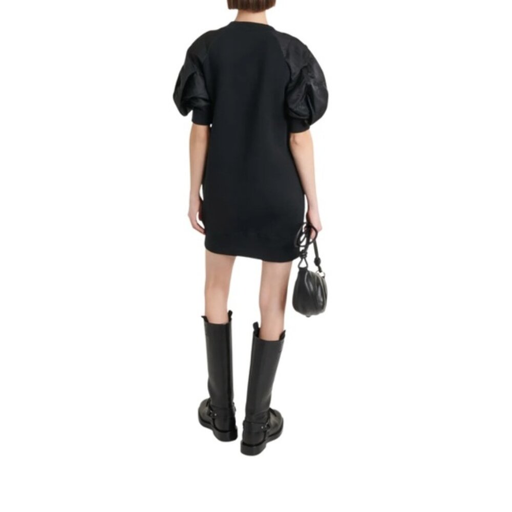 Elegant Black Puff Sleeve Mini Dress made in Italy